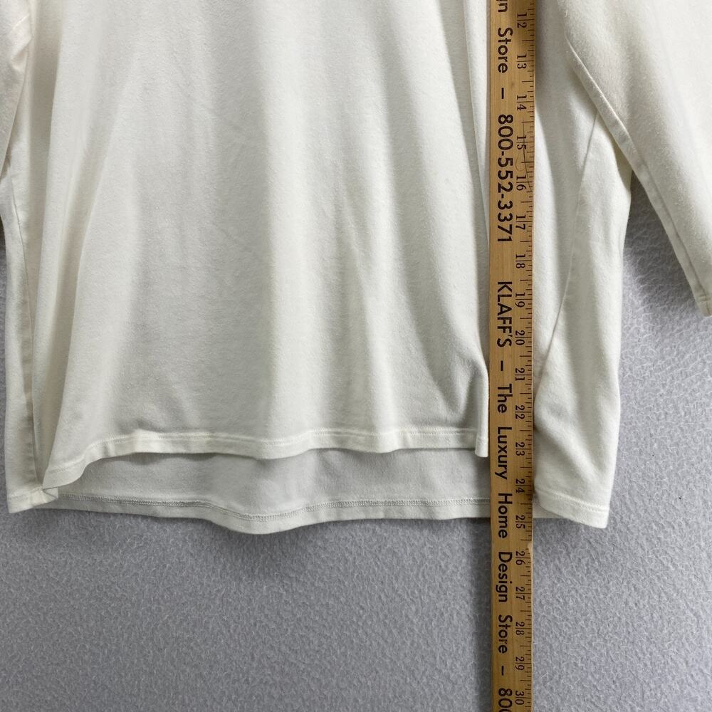EILEEN FISHER Top XL Stretch Organic Cotton Scoop Neck Long Sleeve Off White USA - Picture 8 of 9
